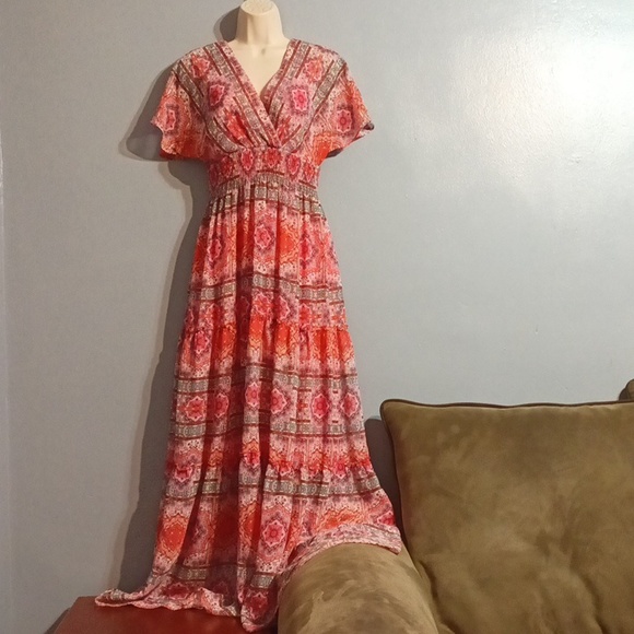 Rabbit, Rabbit, Rabbit designs women's multi color pink maxi dress - Picture 4 of 17